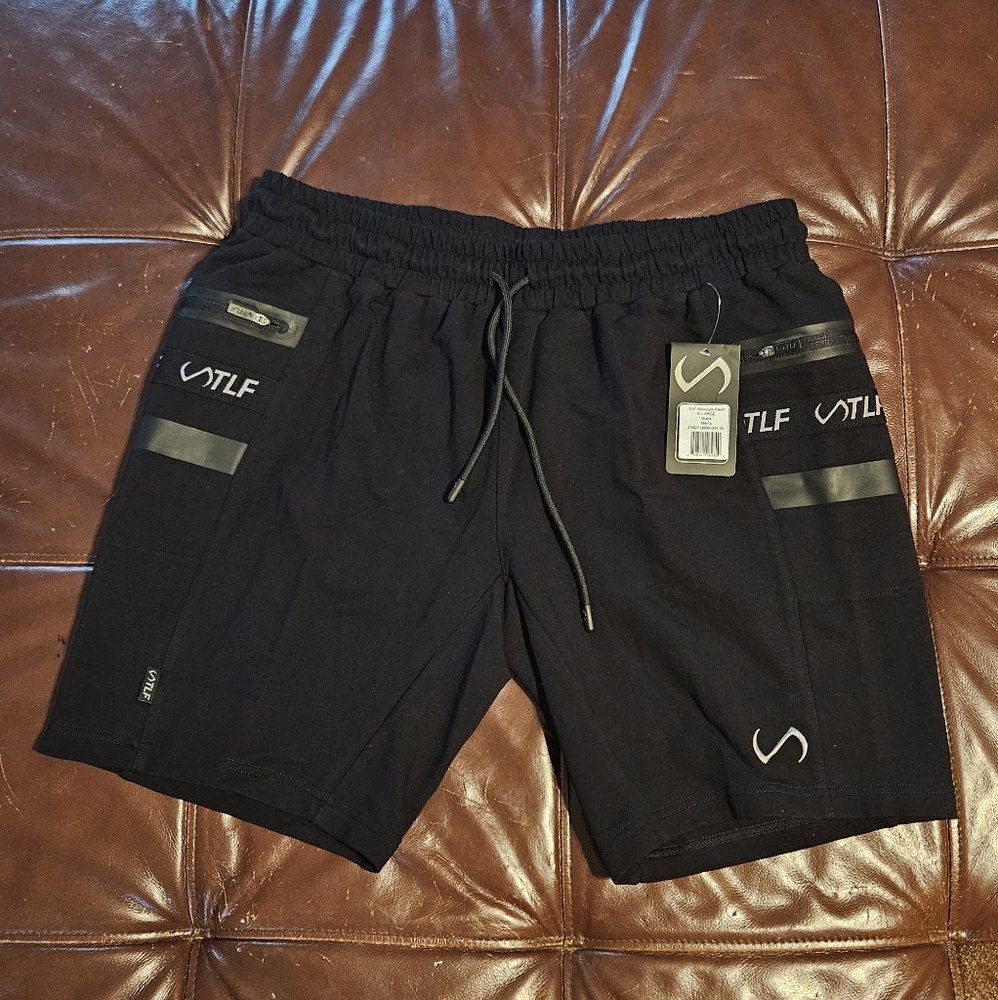 Black Athletic Shorts with Drawstring Waistband